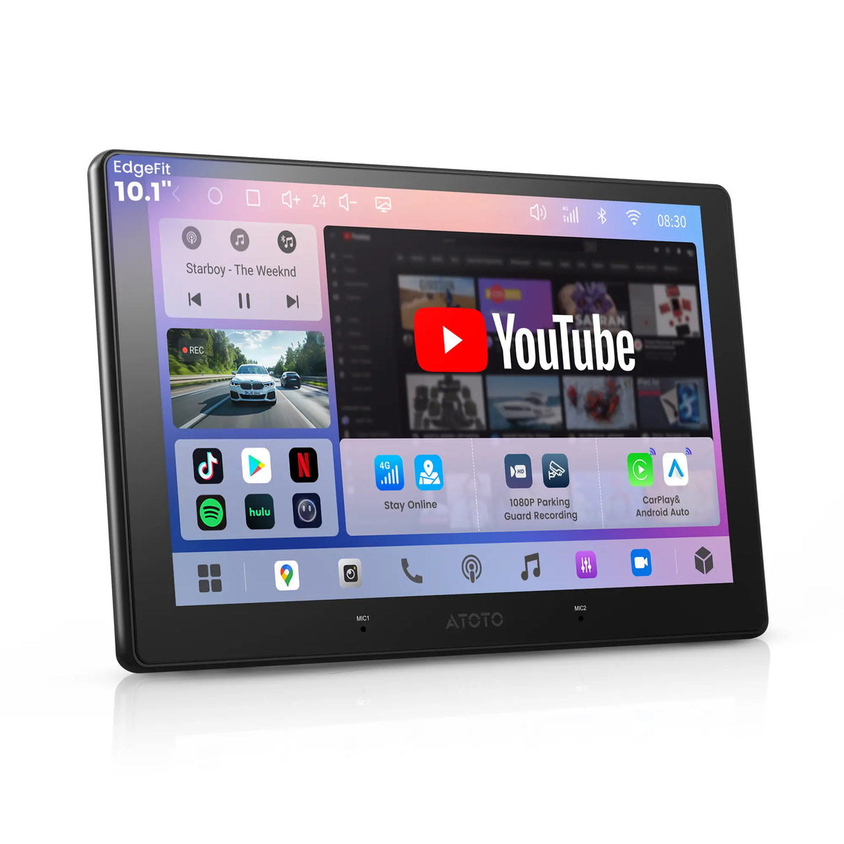 ATOTO A7G211PKL 10" QLED Double DIN Car Stereo, 4GB+64GB, Wireless Apple CarPlay & Android Auto, 4G LTE, DSP, 8-Band EQ, RCA Outputs, Built-in Amp, Subwoofer Support, Wi-Fi, Bluetooth, USB, AI & OTA