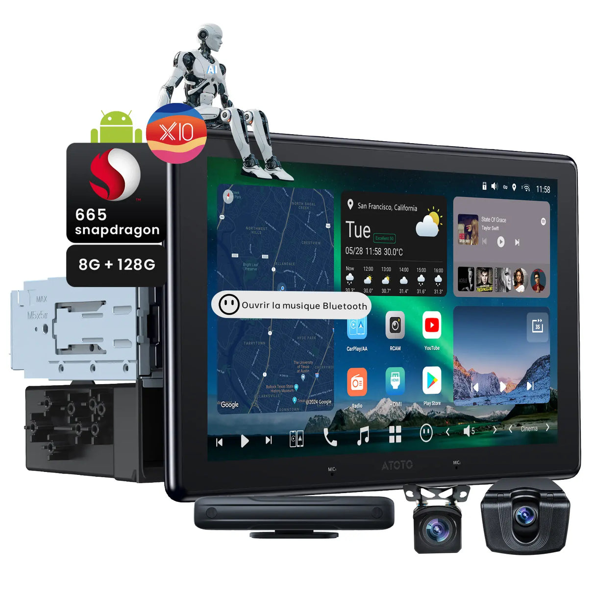 ATOTO X10G110E-R3 Car Stereo Android GPS 10" Radio 4G LTE AI Agent Front & Rear cameras
