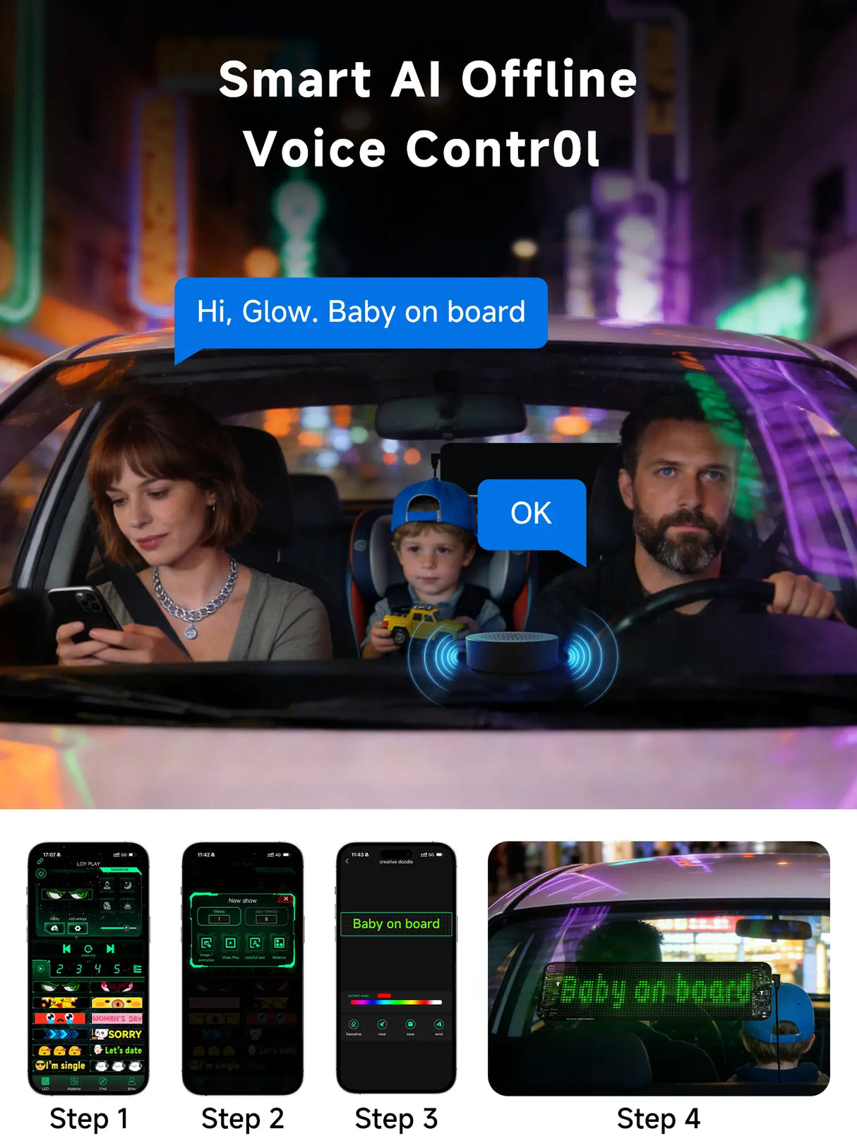 ATOTO CI-VIALD13 Scrolling Advertising LED Signs, AI Voice Control, Programmable led sign,Bluetooth APP Control,13.7" x 4"