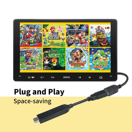 ATOTO AC-HBV86 Cable Adaptador HDMI a USB-A, 13.8 cm/5.43", Compatible con P9/A6/S8 GEN2, Para TV Box, Gamepad y Dispositivos Android, Streaming de Películas, Series y Juegos