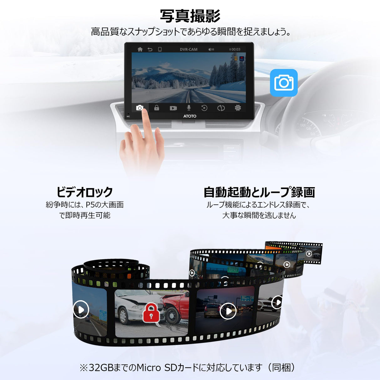 ATOTO AC-44P4P ドライブレコーダー フロントカメラ 140°広角 HD 720P P5シリーズ専用