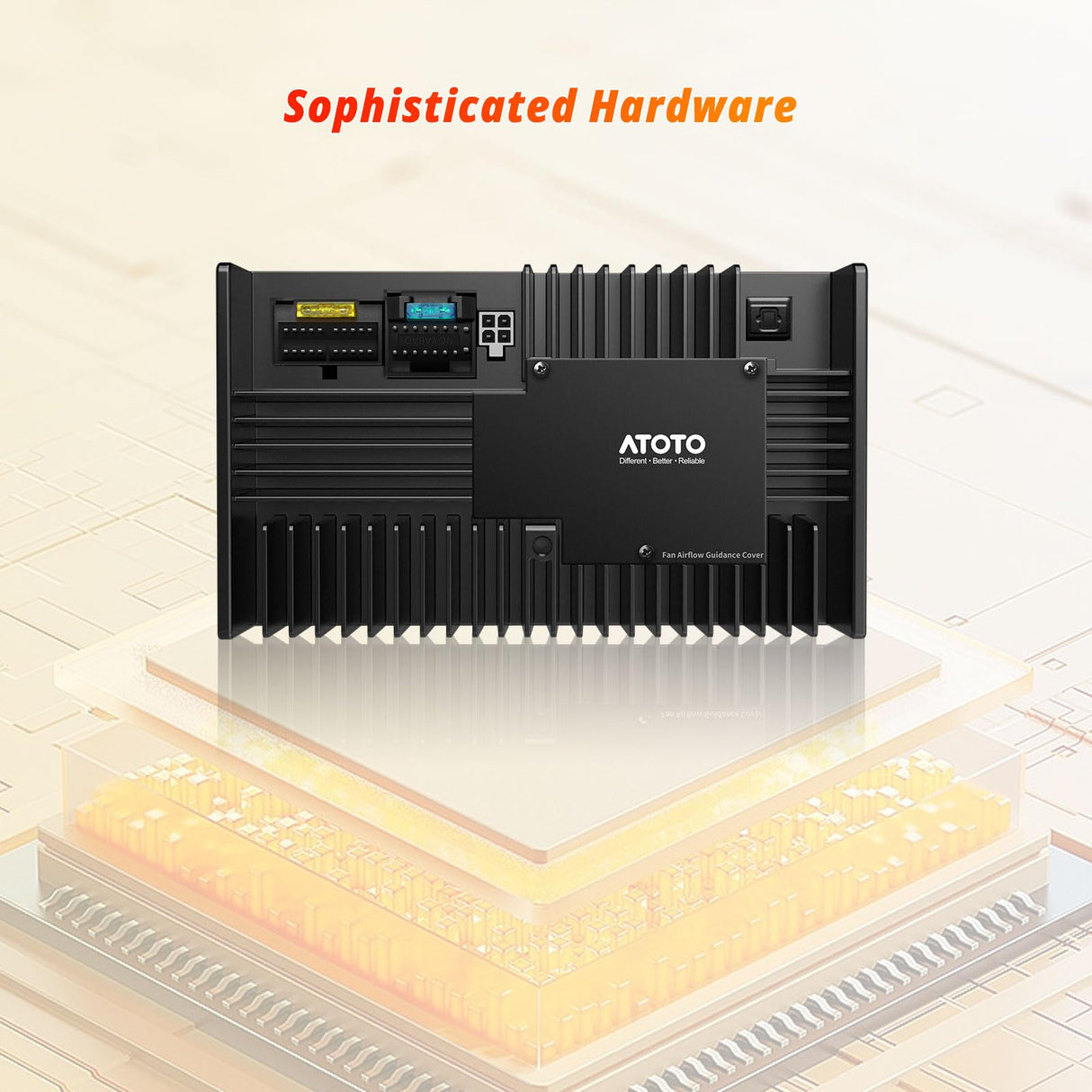 ATOTO Amplificatore Audio per Auto、4 オーム、Potenza Massima 392 ワット、4 Canali、Classe A/B、Convertitori Line-Out integrati、Ottima qualità del suono、Perfetto per l'uso in Auto、CA-AEC02