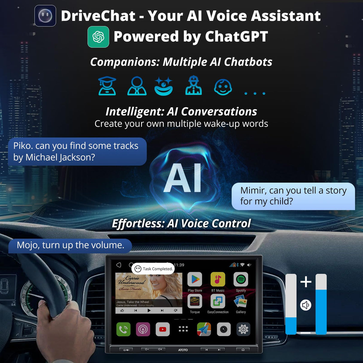 ATOTO S8G2104PR Autoradio 2 DIN 10 inch, Dubbel Bluetooth med aptX HD, Inbyggt 4G-modem, USB-delning, Delad Skärm, Android Auto & CarPlay, VSV & LRV, Digital Mediemottagare