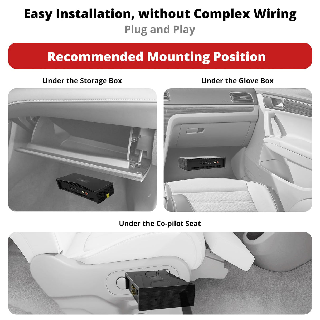 ATOTO CA-AEC03 Amplificador de coche digital compacto Clase D, Dual SPDIF, 4 canales RMS 4x55W, rango completo, estable a 4-8 Ohm – Compatible con ATOTO A5/A6/F7/S8/X10 y estéreos de fábrica (No para P5/P8/P9)