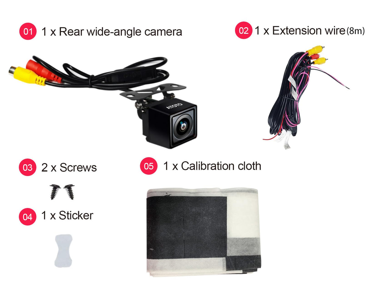 ATOTO AC-HD03LR Reversing Camera with 180° Wide-Angle & Virtual Surround-View Parking, HD Night Vision, Waterproof, Live Rear-View, For Select S8 Models(Excluding S8 PN/UN/MS)