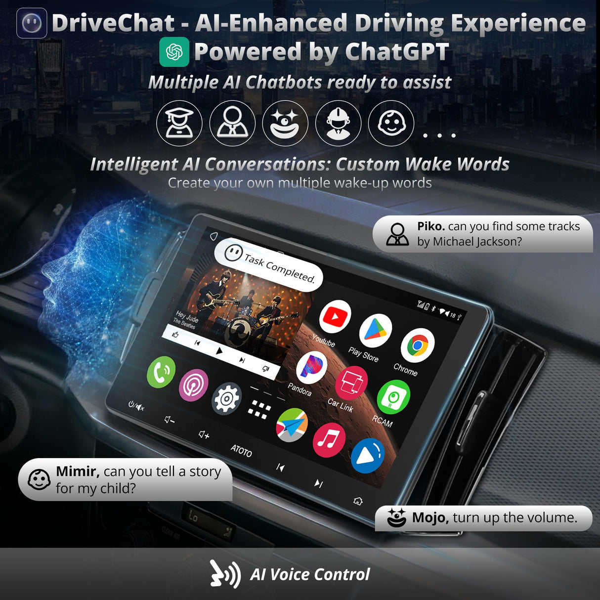 ATOTO A6G209PL Radio 2 DIN Android 9" QLED con Pantalla Táctil, 4G+64G, CarPlay y Android Auto Inalámbrico, 2 Bluetooth, 4G LTE, WiFi, MirrorLink