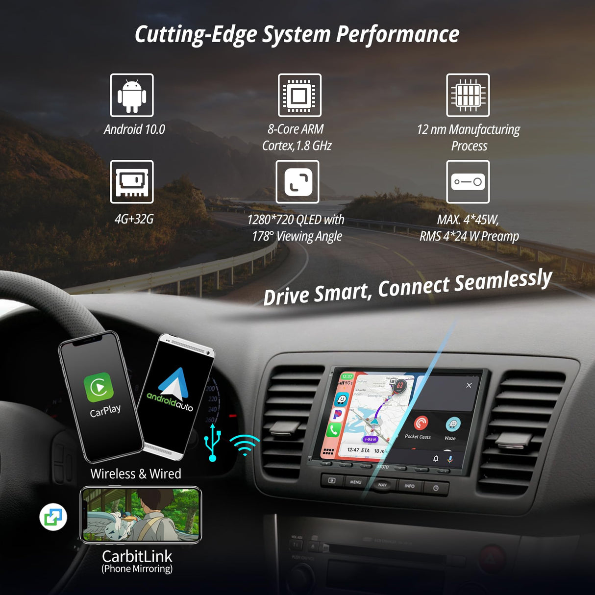 ATOTO S8G2A74MS 7" Double Din Car Stereo, Wireless Android Auto & CarPlay, QLED Display, Dual Bluetooth, ChatGPT AI, Split-Screen, SCVC, Plug and Play, 4G+32G