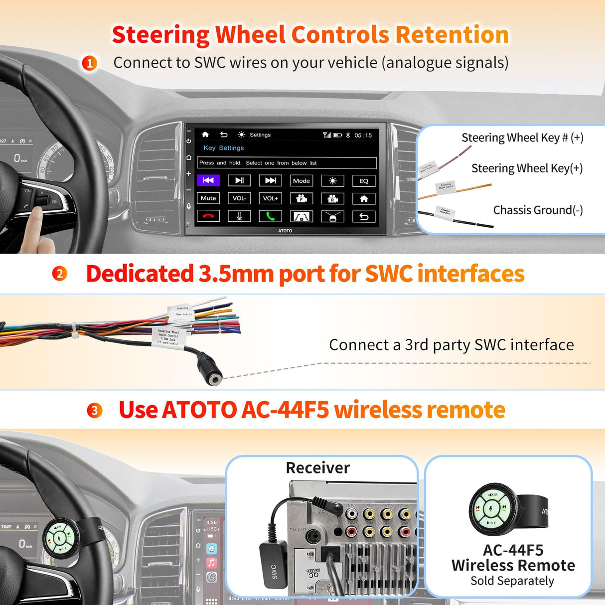 ATOTO F7G2B7WE 7" Double Din Car Stereo, IPS Touch Screen, Wireless CarPlay & Android Auto, Bluetooth 5.3, MirrorLink, GPS Navigation, Voice Control, USB Video & Audio