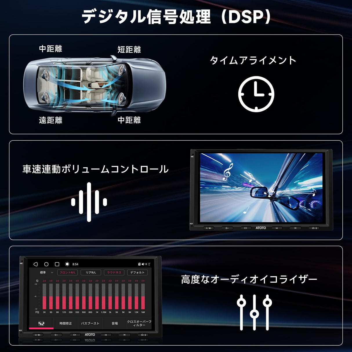 ATOTO S8G2A74MS 7インチ 2DIN ディスプレイオーディオ - QLED、ワイヤレスCarPlay & Android Auto、4G LTE + 32G、WiFi/BT/USBテザリング、デュアルBluetooth、GPSトラッキング、SCVC対応