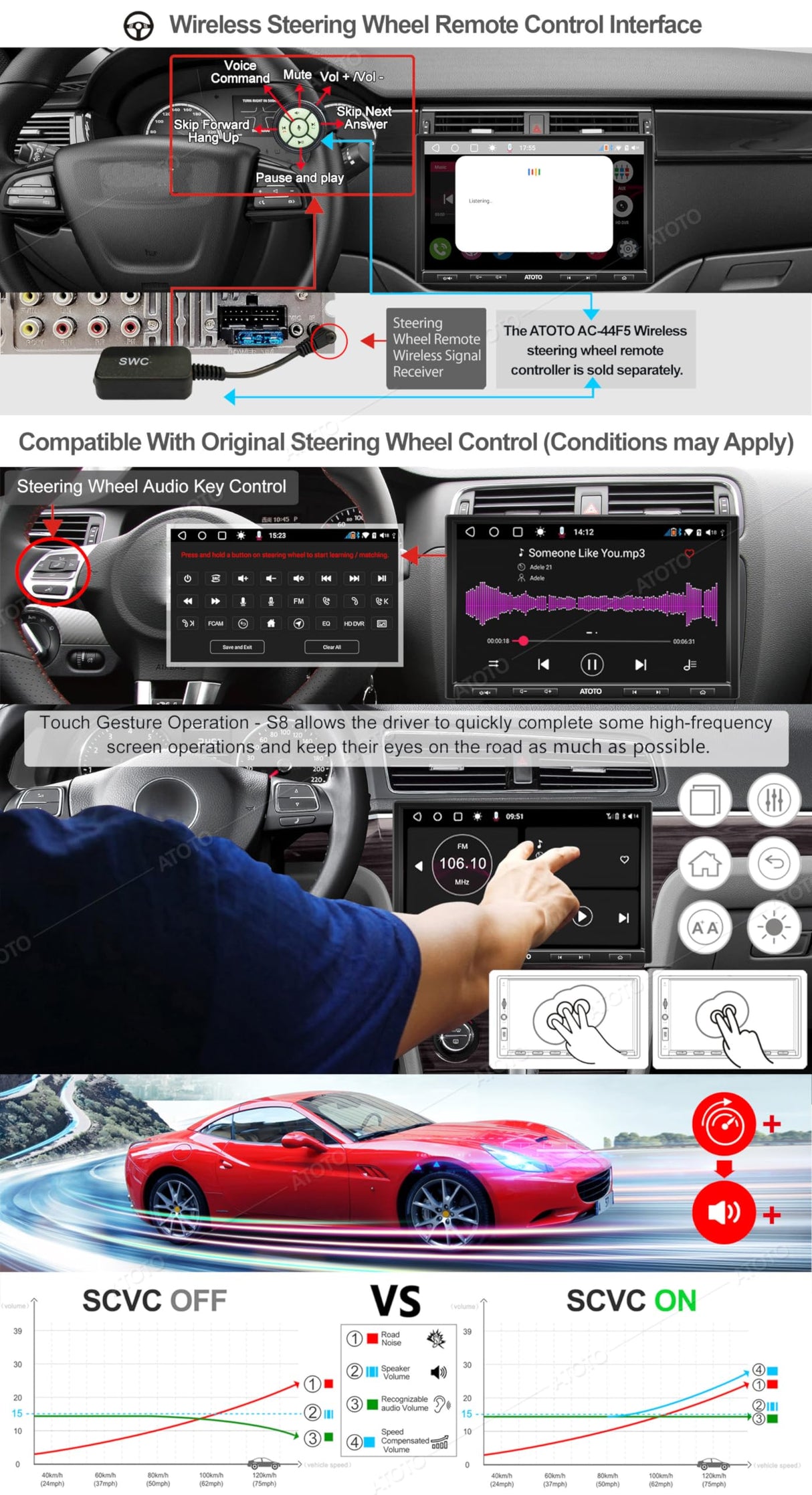 ATOTO S8G2104PR Autoradio 2 DIN 10" QLED, CarPlay Wireless, 2 Bluetooth con aptX HD, Tethering USB, Schermo Diviso, VSV & LRV, Modem 4G Integrato