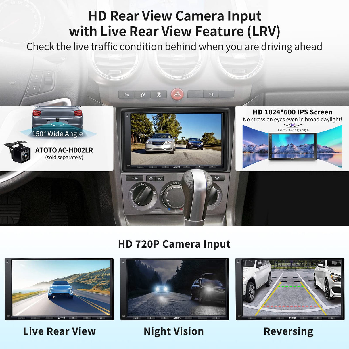 ATOTO A6OP07APF 7" Double Din Car Stereo, Wireless CarPlay & Android Auto, Dual Bluetooth, WiFi/BT/USB Tethering, HD LRV, 2G+32G, Compatible with Vauxhall Astra/Vivaro/Zafira