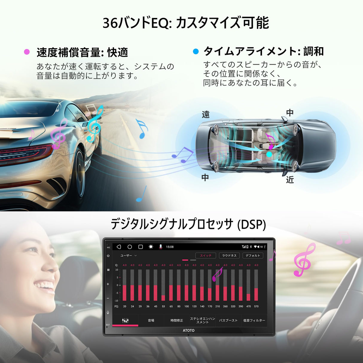 ATOTO A6G2C7PP 2 DIN Androidカーナビ一体型、7インチQLEDディスプレイ、ディスプレイオーディオ、4G+64G、ワイヤレスCarPlay & Android Auto、GPSトラッキング、WiFi/BT/USBテザリング、Bluetooth、MirrorLink