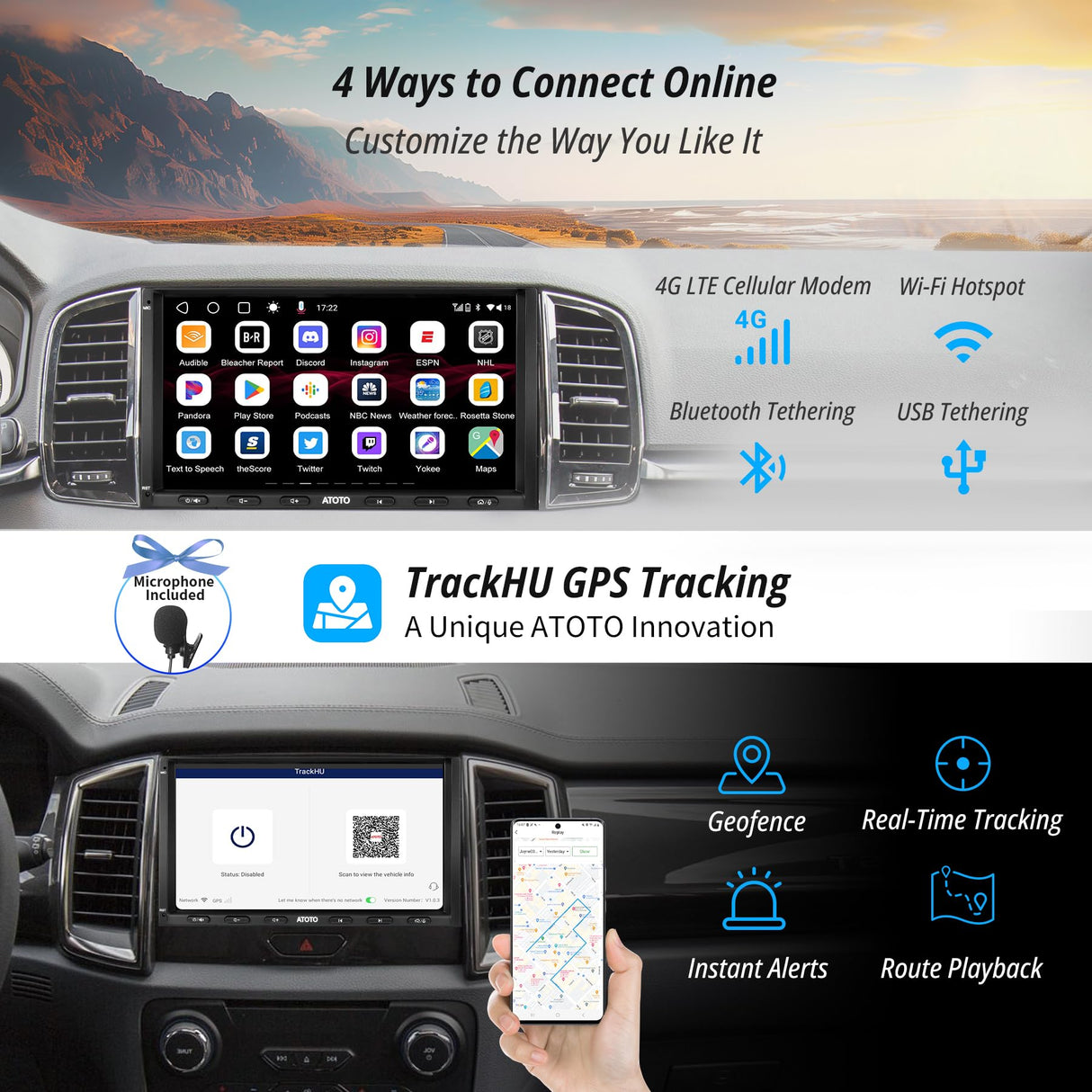 ATOTO S8G2A74MS 7" Double Din Car Stereo, Wireless Android Auto & CarPlay, QLED Display, Dual Bluetooth, ChatGPT AI, Split-Screen, SCVC, Plug and Play, 4G+32G