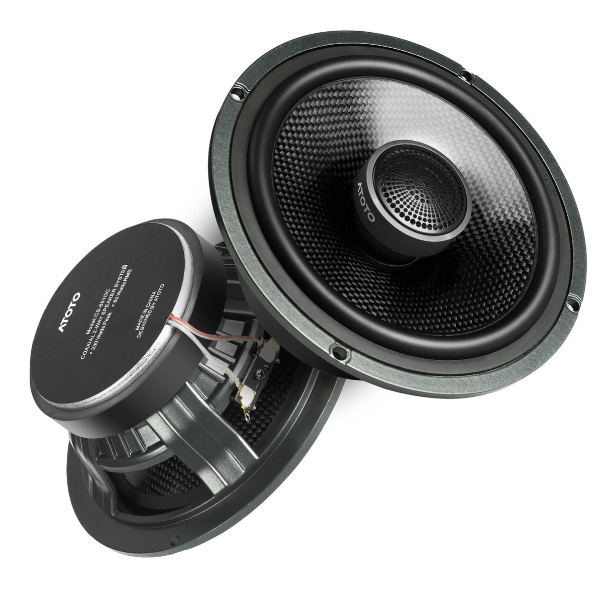 ATOTO CS-651DC 2-Way Coaxial Car Speakers, 60W RMS Power (Pair)