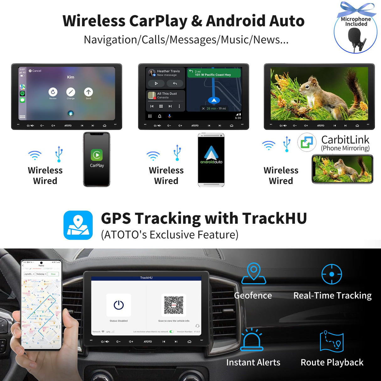 ATOTO S8G2094MS Autoradio 2 DIN 9" QLED - Android Auto/CarPlay Sans Fil, 4G LTE, 32Go, Double Bluetooth, GPS Intégré