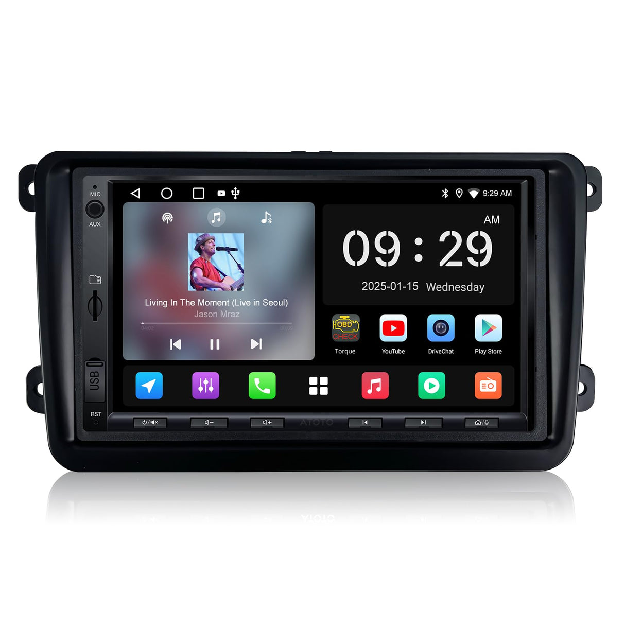 ATOTO A5LVWA7T 7 Zoll 2 DIN Autoradio – Navi, WiFi, Bluetooth, USB, MirrorLink, 24-Band EQ DSP, FM, AUX, TF, Wireless CarPlay & Android Auto, 2G+32G, Kompatibel mit VW/Golf/Polo/Tiguan