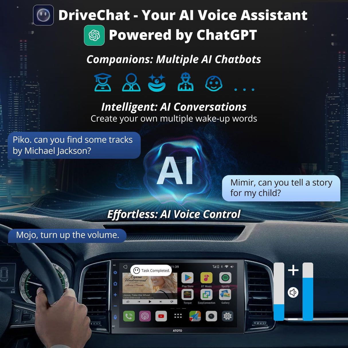 ATOTO S8G2B74MS Radio 2 DIN Android 7" QLED, CarPlay y Android Auto Inalámbricos, GPS, 4G+32G, LTE 4G, Bluetooth Dual, LRV, SCVC, Pantalla Dividida