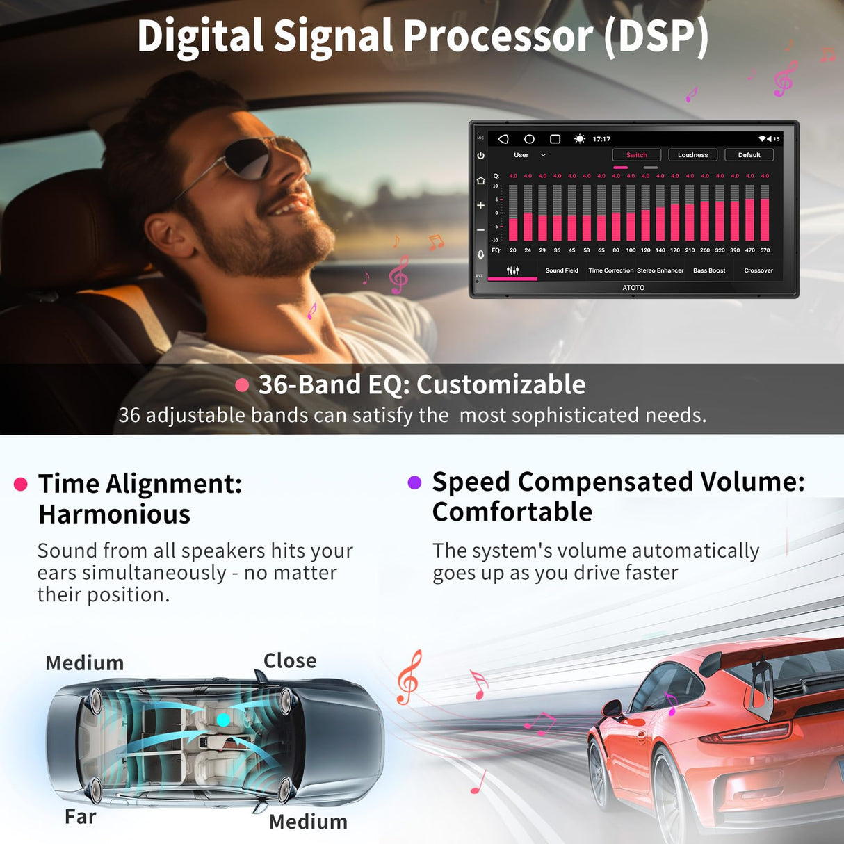 ATOTO A6G2B7PF 7" Double Din Car Stereo, QLED Touchscreen, Wireless CarPlay & Android Auto, DAB+ Radio, Dual Bluetooth, WiFi/BT/USB Tethering, 36-Band EQ DSP, MirrorLink, HD LRV, 2G+32G