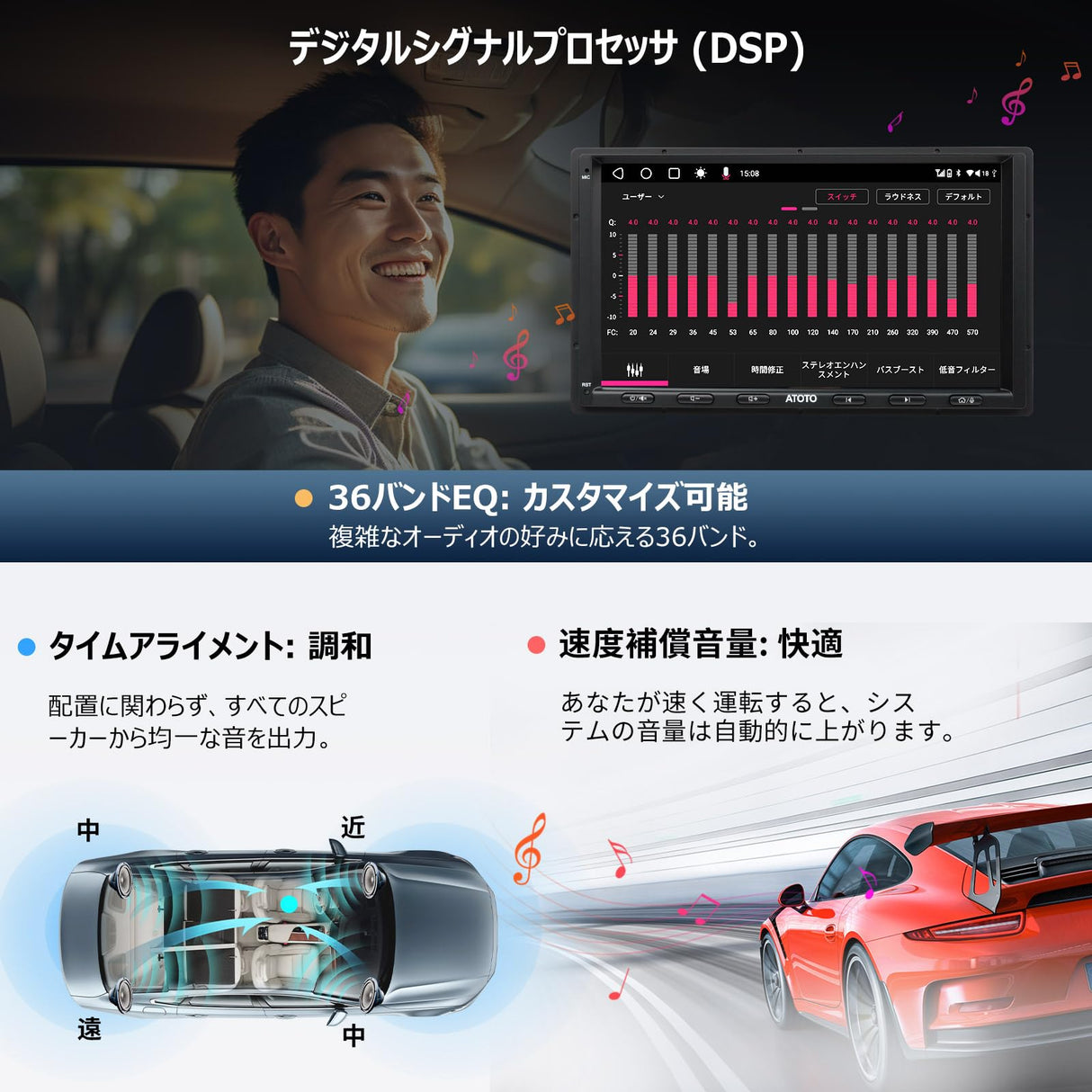 A6 Androidカーナビ、カーオーディオ 2DINワイヤレス Carplay/Android Auto 4GB+64GBオーディオ一体型カーナビ、4G LTE SIM 7インチオーディオディスプレイ、QLEDタッチスクリーン、Bluetooth/マイクロフォン、FMラジオ、Wi-Fi、ミラーリンク、GPSトラッキング、HD LRV、Ai、A6G2A7PL