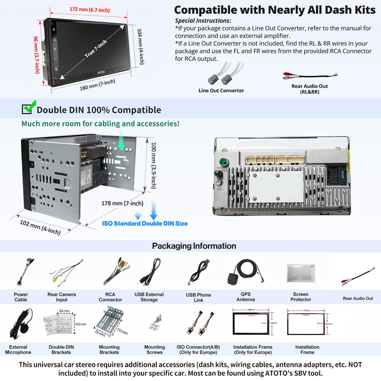 ATOTO A6G2B7PF 7" Double Din Car Stereo, QLED Touchscreen, Wireless CarPlay & Android Auto, DAB+ Radio, Dual Bluetooth, WiFi/BT/USB Tethering, 36-Band EQ DSP, MirrorLink, HD LRV, 2G+32G