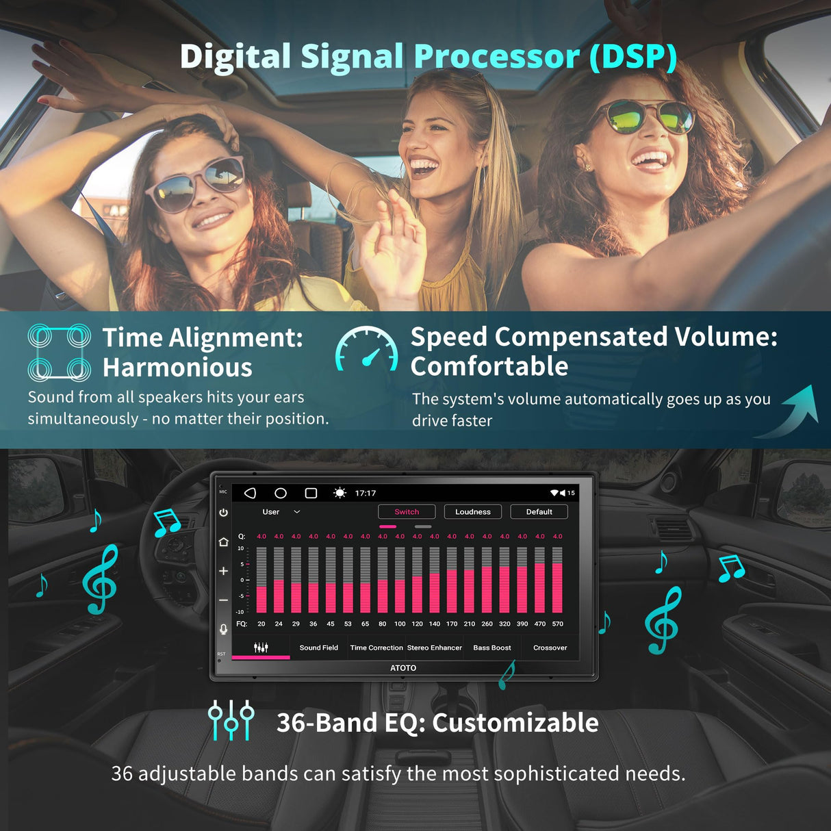 ATOTO A6G2B7PL 2-DIN-Android-Autoradio, 7-Zoll-QLED-Touchscreen, 4G LTE und WLAN, 8-Core-CPU, 4 GB + 64 GB, kabelloses CarPlay und Android Auto, DAB +/FM/RDS, DSP, Bluetooth