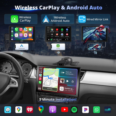 ATOTO P507SD 7" Portable CarPlay Screen, QLED HD Touchscreen Auto-Dimmer Glare-Suppress, Car Radio Bluetooth Navigator, MirrorLink, AUX/FM
