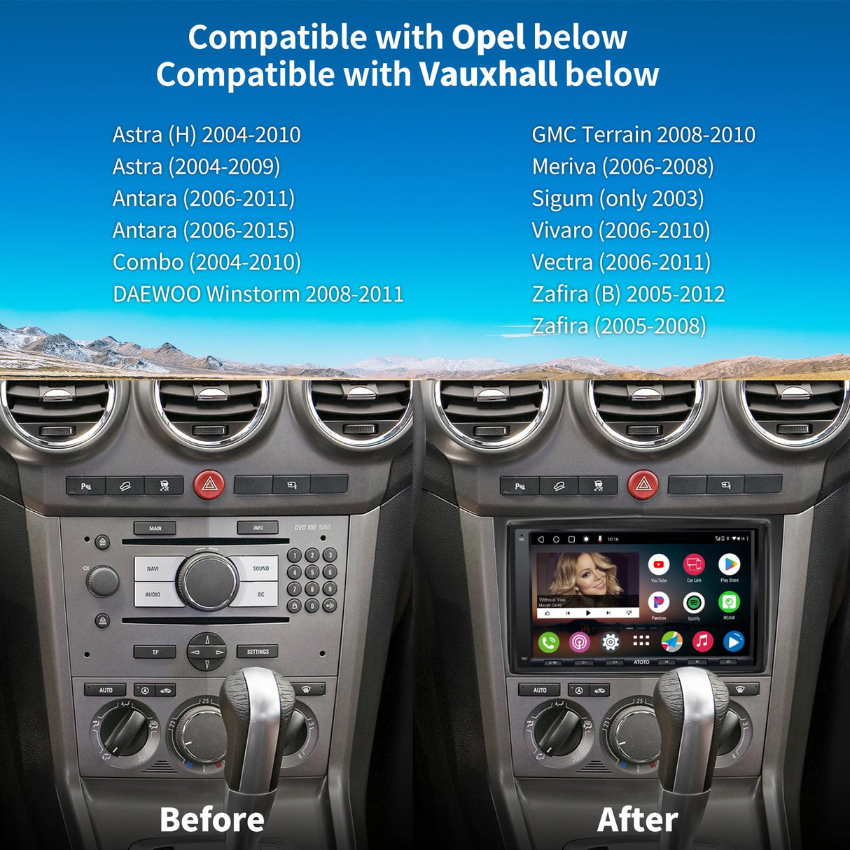 ATOTO A6OP07APF 7" Double Din Car Stereo, Wireless CarPlay & Android Auto, Dual Bluetooth, WiFi/BT/USB Tethering, HD LRV, 2G+32G, Compatible with Vauxhall Astra/Vivaro/Zafira