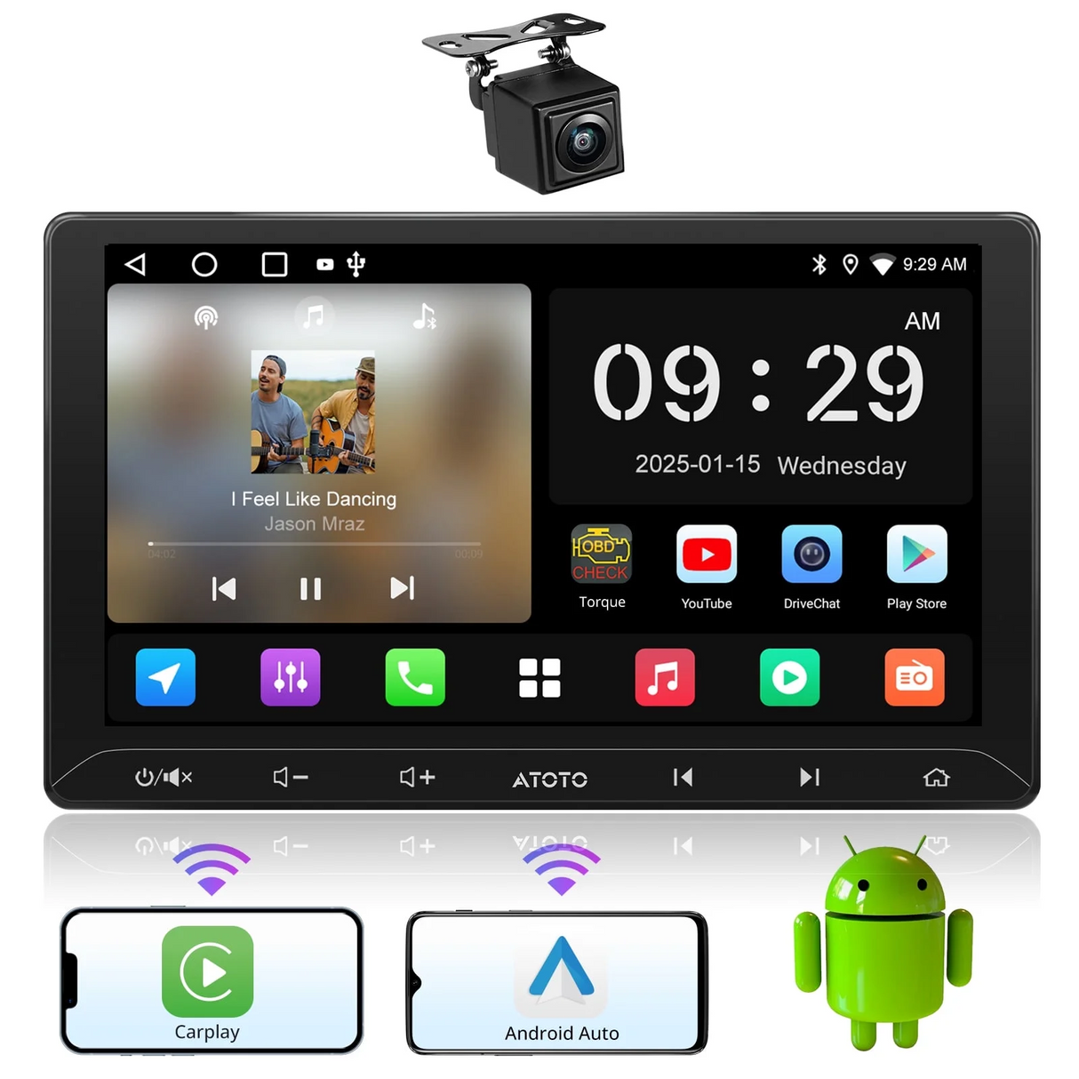 ATOTO Double DIN Car Stereo with Rear View Camera 10 '' Car Radio Head Unit Wireless Apple CarPlay & Android Auto ,2G+32G with Bluetooth GPS Navigation BT/USB/AM/FM