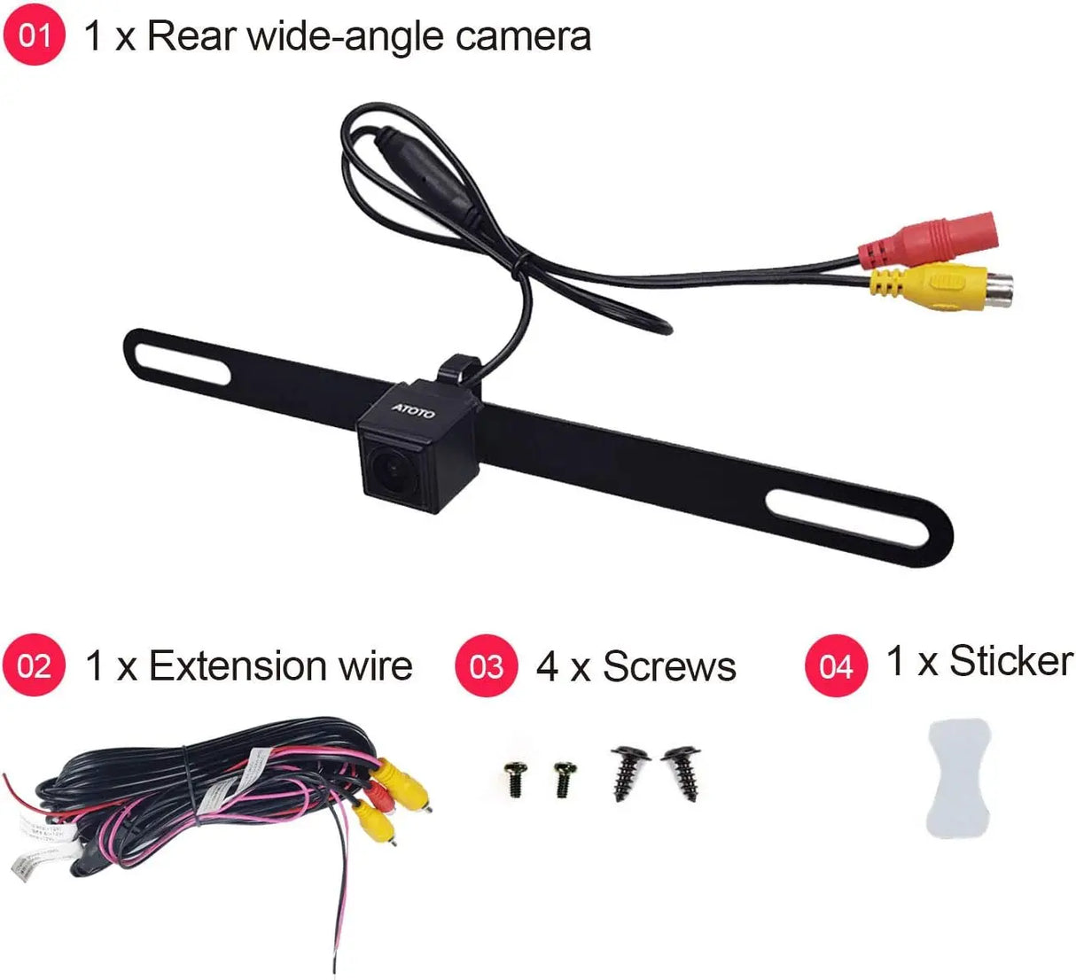 ATOTO AC-HD02LR 720P Rearview Camera - Live View, Night Vision, Waterproof, for X10/S8/F7/A6/A5 (Not for P5/P8/P9)