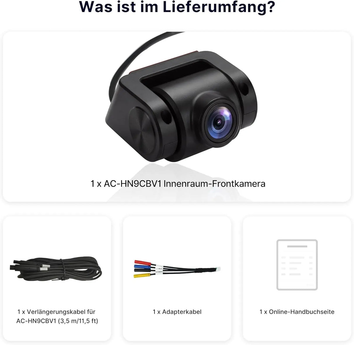 ATOTO AC-HN9CBV1 Innenraumkamera Rückwärts (Vorne Montiert), AHD 1080p 30fps, Starlight-Nachtsicht, 135° Weitwinkel, Loop-Aufnahme, Parkmodus, V10 Serie