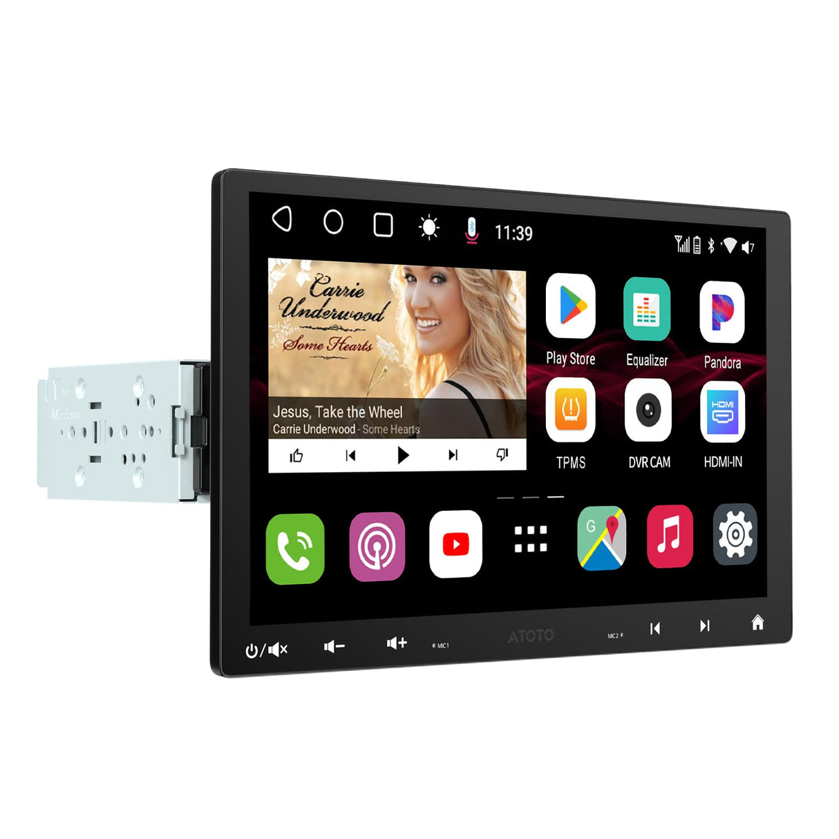 ATOTO S8G1104MS Autoradio 1 Din Android con Schermo Galleggiante da 10,1", 4G LTE, Wireless CarPlay & Android Auto, 4G+32G, AI Intelligente, Doppio Bluetooth, 36-Band EQ & DSP, SCVC/LRV