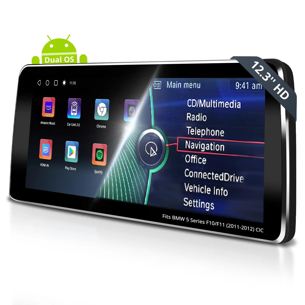 ATOTO S8BM5S412B8PN 12,3" Autoradio Bluetooth, kompatibel mit BMW Serie 5 F10/F11 CIC (2011-2012), CarPlay und Android Auto Wireless, GPS-Navigation, AI, 2 BT, 4G LTE, viele Originalfunktionen