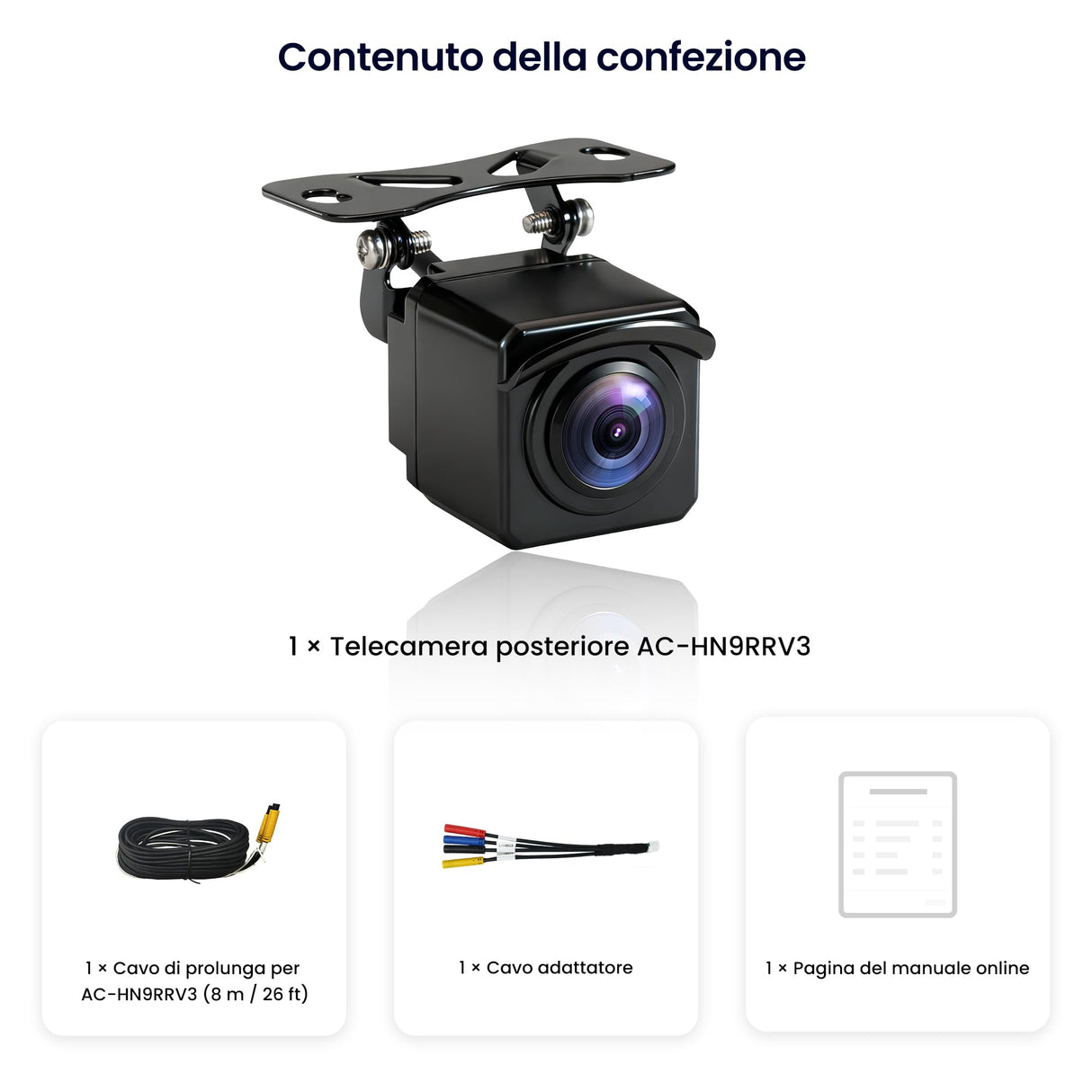 ATOTO AC-HN9RRV3 Telecamera Posteriore AHD 1080p 30fps, 134° Grandangolo, Visione Notturna Starlight, IP67, Sensore G, Parking Mode, Loop Video, Solo Serie V10