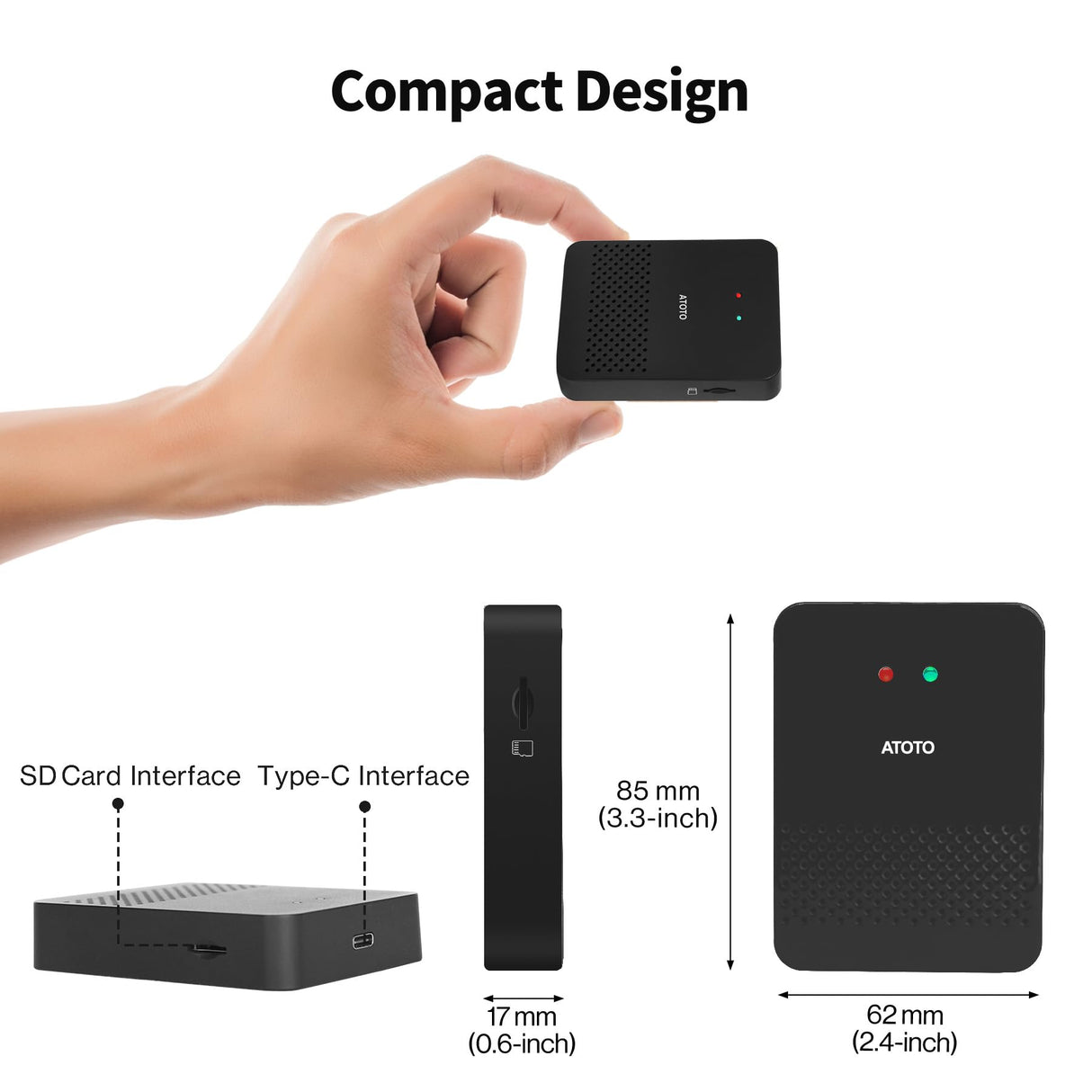 ATOTO AD3WAA-BK Wireless Android Auto Adapter - Convert Wired to Wireless for Factory/Aftermarket Radios - Compatible with Toyota, Nissan, Honda, Ford, Audi, Benz