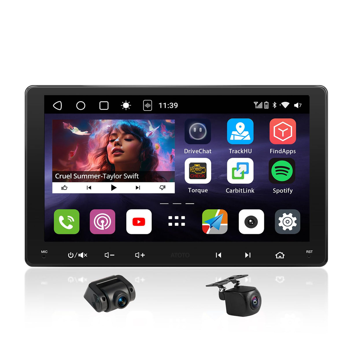 ATOTO S8G2094MS 9" Double DIN Radio Android with 1080P front & rear cameras, QLED touchscreen, Wireless CarPlay & Android Auto, 4G, Wi-Fi, BT, USB, DSP, AMP, SUB, GPS, AI