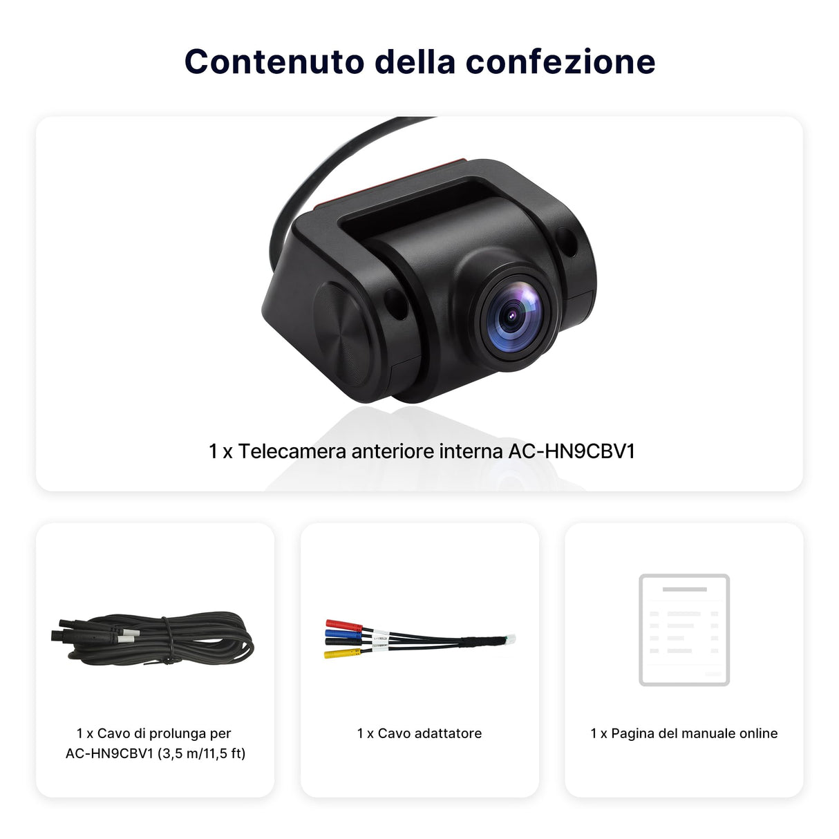 ATOTOEXCEL Telecamera Abitacolo,Rivolta Indietro(Montata Davanti),AHD 1080p,30fps,Visione Notturna Starlight,Grandangolo 135°,Reg. in Loop,Modalità Parcheggio,Compatibile Solo con Serie V10,AC-HN9CBV1