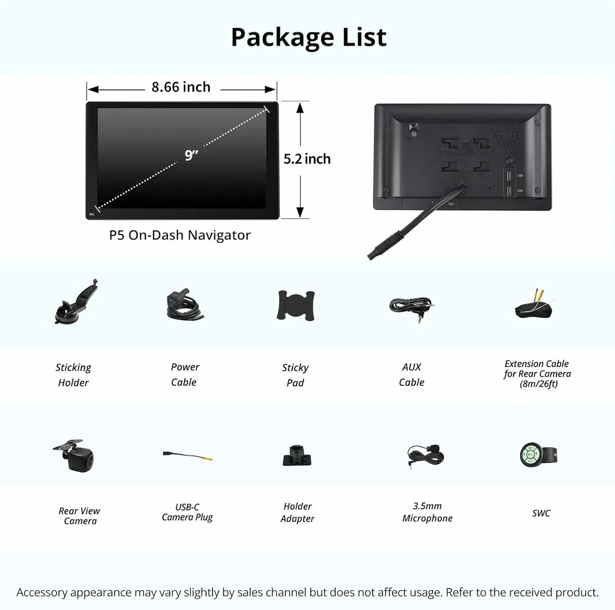 ATOTO P509SD 9″ QLED Portable CarPlay Screen with 1080P Backup Camera & Remote Control, Wireless CarPlay & Android Auto, GPS Navigation, MirrorLink & AUX/FM Output