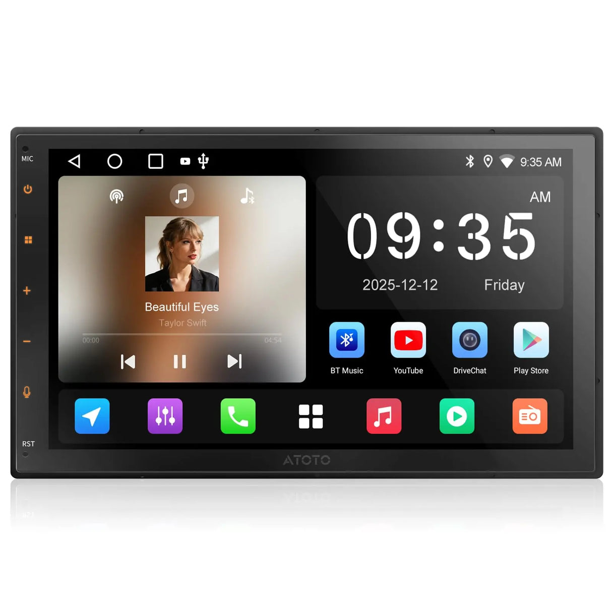 ATOTO A5LG2B7T Radio 2 DIN Android 7" con Pantalla Táctil, CarPlay y Android Auto Inalámbrico, GPS, WiFi, Bluetooth, Ecualizador de 24 Bandas, 2+32G