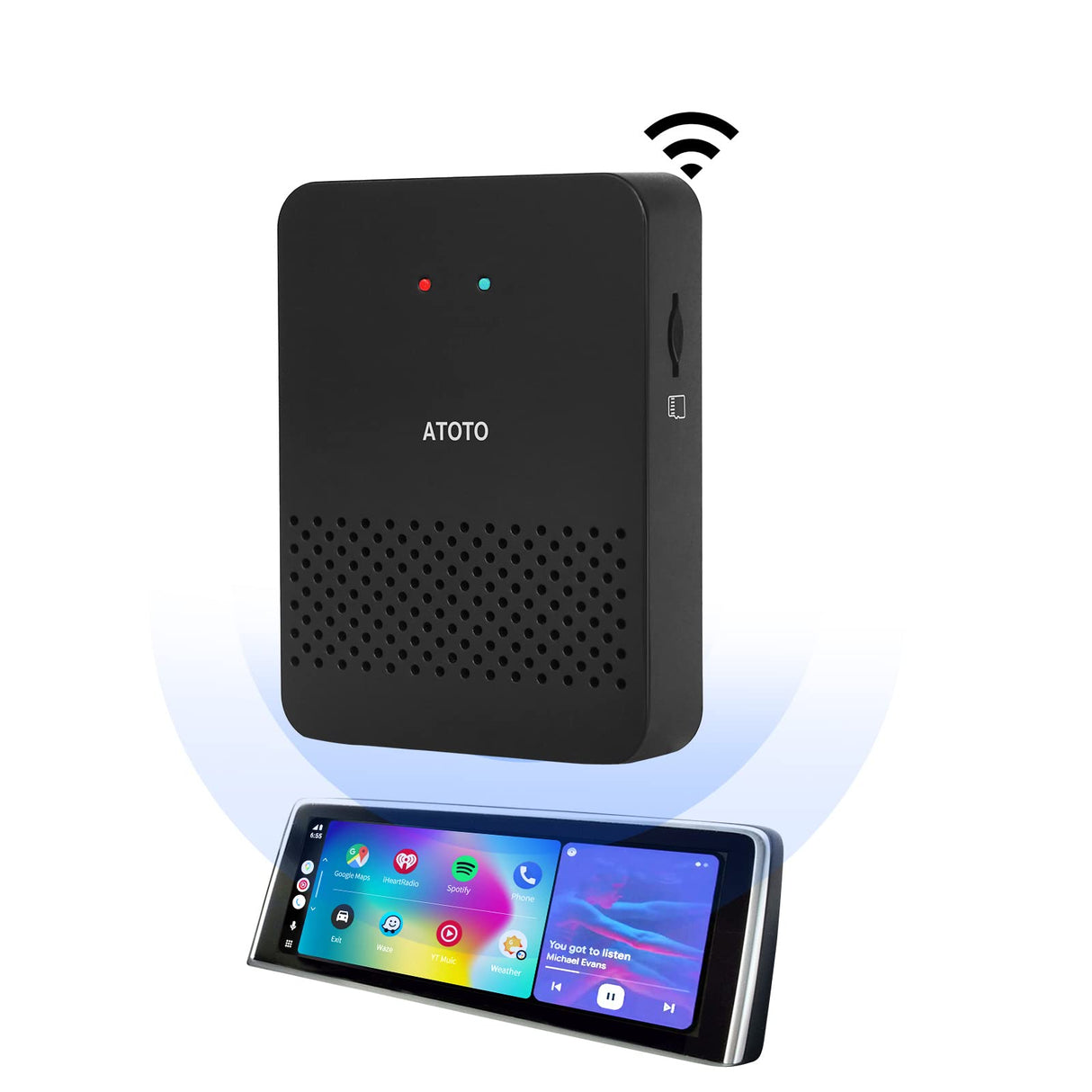 ATOTO AD3WAA-BK Wireless Android Auto Adapter - Convert Wired to Wireless for Factory/Aftermarket Radios - Compatible with Toyota, Nissan, Honda, Ford, Audi, Benz