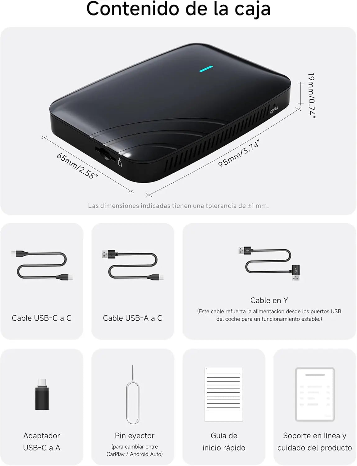 AD1 Adapter CarPlay & Android Auto Wireless AI Box, BT, WLAN, HDMI