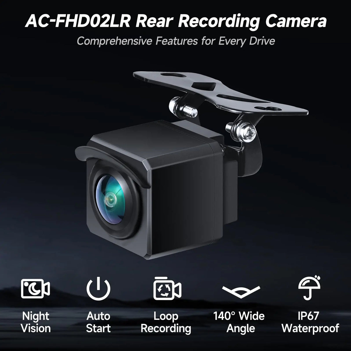 ATOTO AC-FHD02LR Cámara Trasera 1080P con Grabación, WDR, Supresión de Luz, Reproducción de Pista GPS, Ángulo 140°, IP67, Visión Nocturna, Grabación en Bucle, LRV – Compatible con Serie X10