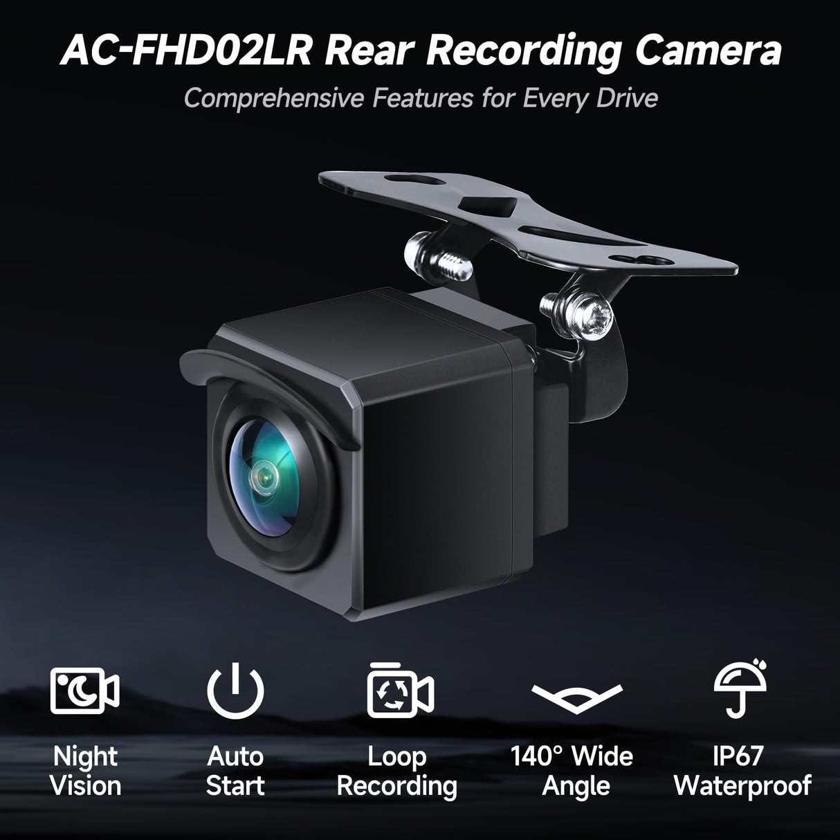 ATOTO AC-FHD02LR Telecamera per Auto Retromarcia 1080P con Registrazione, WDR, Visione Notturna, LRV, Traccia GPS, IP67 Impermeabile, Soppressione Luce, Registrazione Loop, per Serie X10