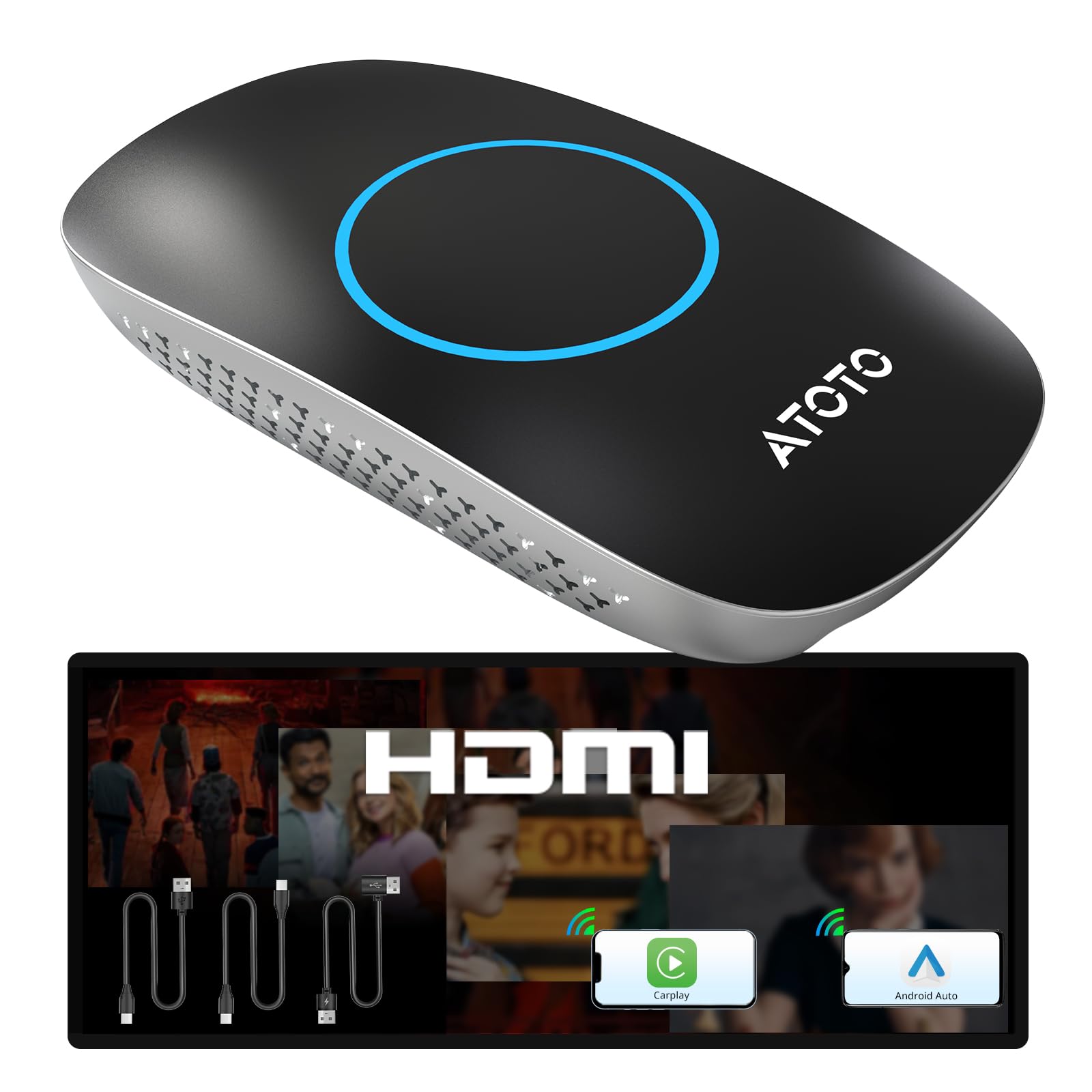 新品 ATOTO AD5A AI Box 無線CarPlayアダプタ Ai Box Carplay/Android Auto Wireless Adapter, 5-in-1 Video