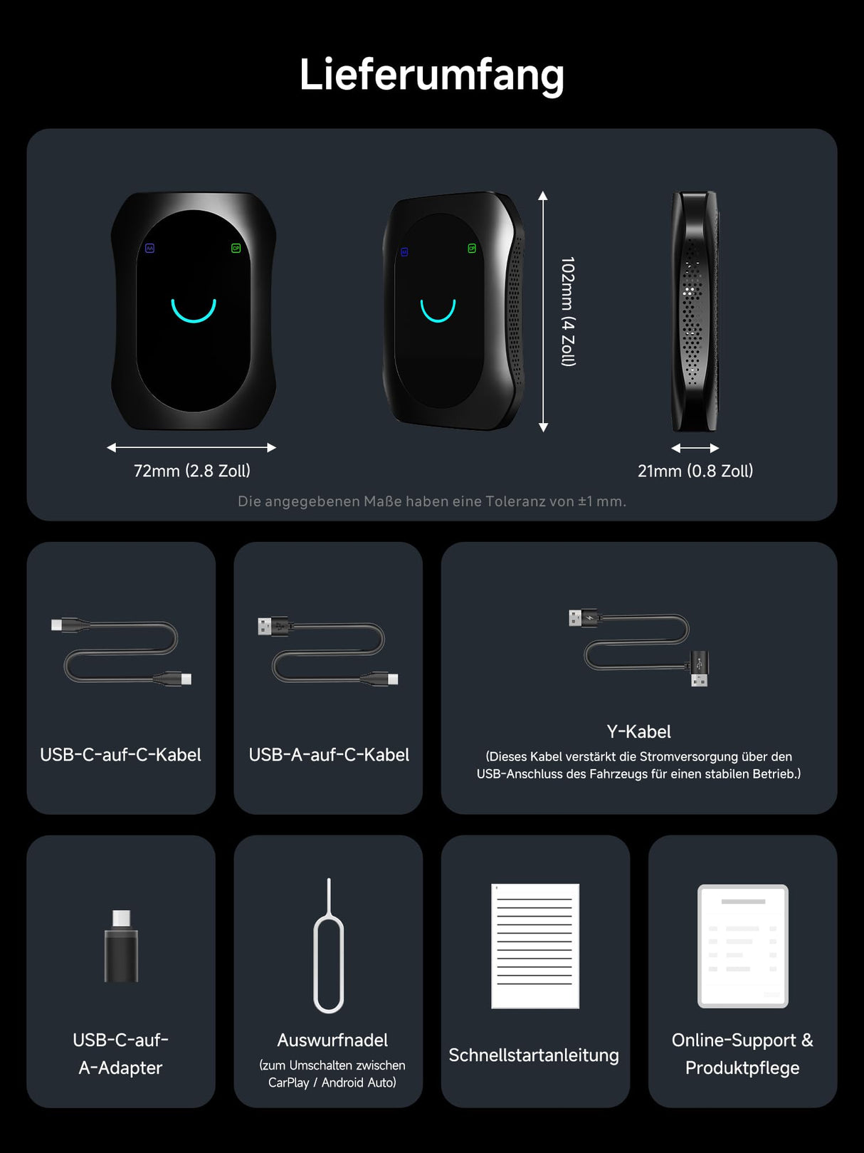 ATOTO CB7SBX Adaptateur CarPlay sans fil Android Auto AI Box, HDMI In/Out, Android 4Go+64Go, 4G LTE, Double Bluetooth, DriveChat AI, Netflix YouTube TikTok