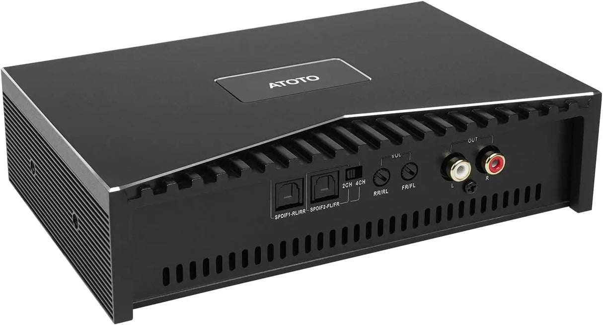 ATOTO CA-AEC03 Amplificatore Auto Compatto Classe D, Dual SPDIF, 4 Canali, RMS 4x55W, Gamma Completa, Stabilità 4–8 Ohm, Compatibile con ATOTO A5/A6/F7/S8/X10 e Sistemi Audio di Serie (Non per S8PN/P5/P8/P9)