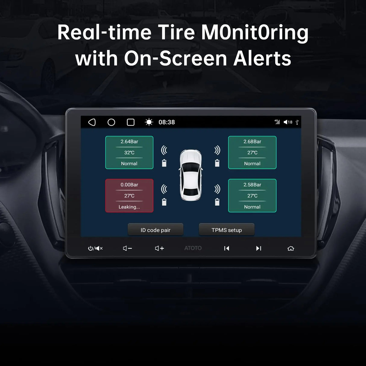 ATOTO AC-UTP1 USB TPMS Sensor zur Überwachung des pneumatischen Drucks System (esterer Sensor) – speziell für ATOTO A5 / A6 / S8 / P9 / X10