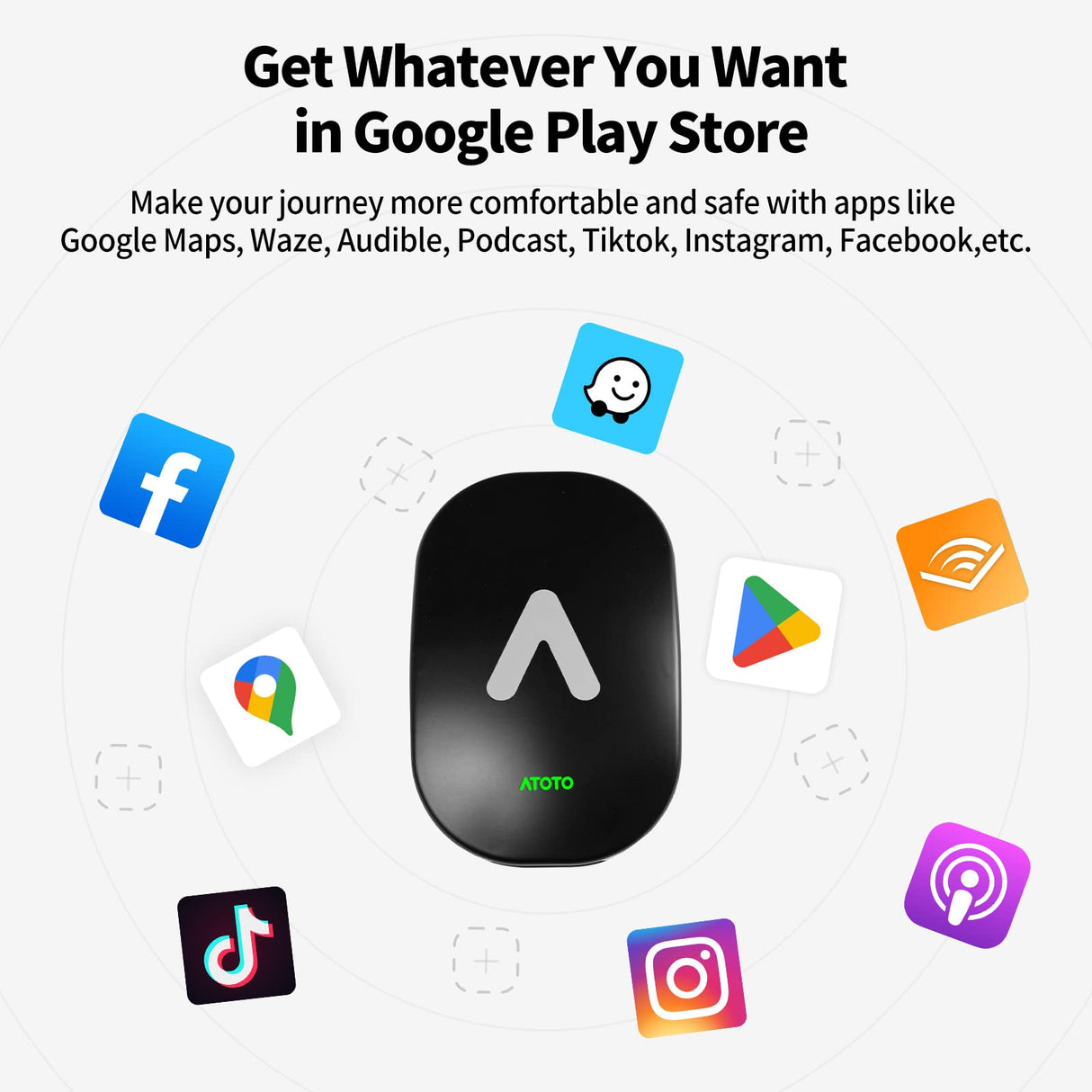 ATOTO AD6 inalámbrico Android Auto Adaptador, con Cable a Android Auto inalámbrico para Radio de fábrica o posventa, Compatible con VW/Ram Pick-up/Subaru/Benz/Audi, actualización en línea