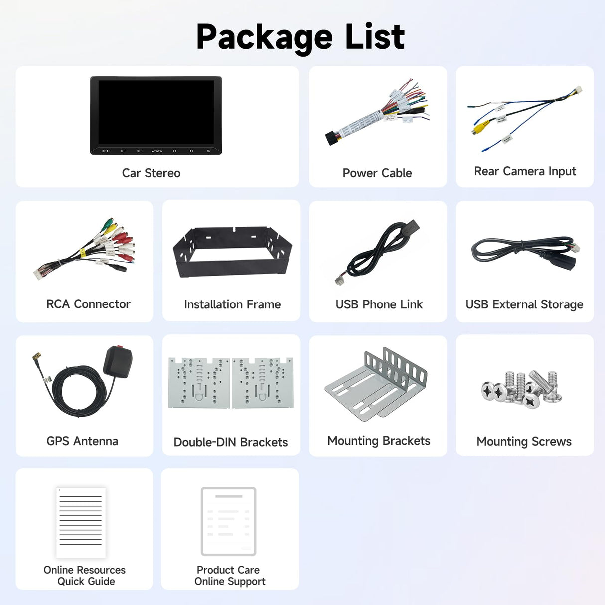 ATOTO 10.1" Double Din Car Stereo, Wireless CarPlay and Android Auto, Touchscreen, 2G+32G, WiFi, Bluetooth, USB Tethering, MirrorLink, 24B-EQ DSP, FM, AM, TF