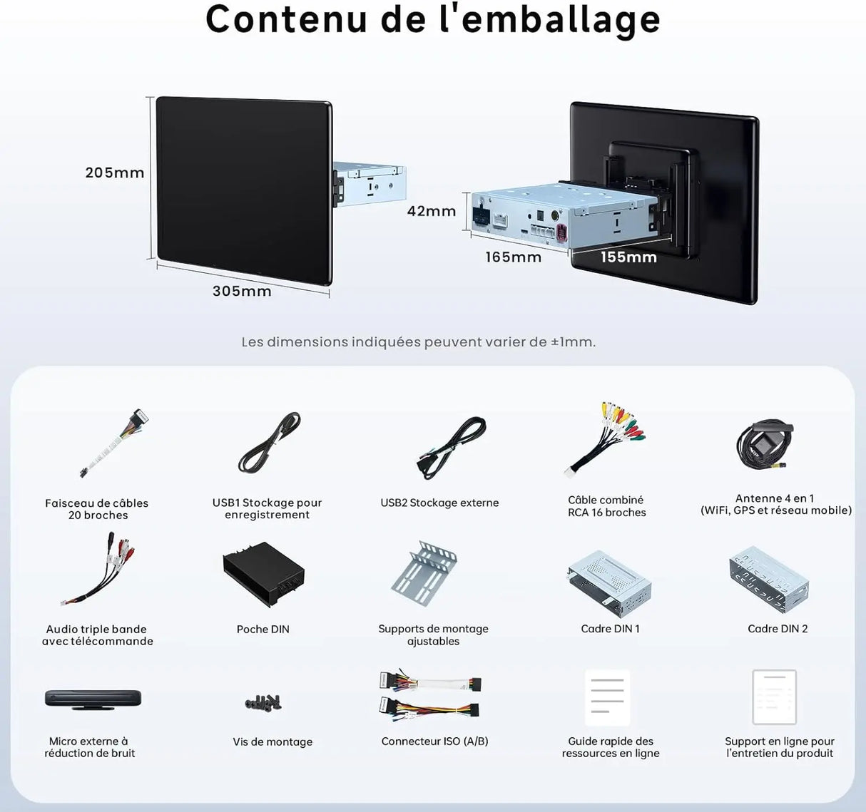 ATOTO X10G129E 12,9" Autoradio 1 DIN avec écran flottant QLED, CarPlay & Android Auto sans fil, 8+128 Go, 4G LTE, Connexion Dual Téléphone, Double Bluetooth, GPS Tracking et Assistant Vocal AI