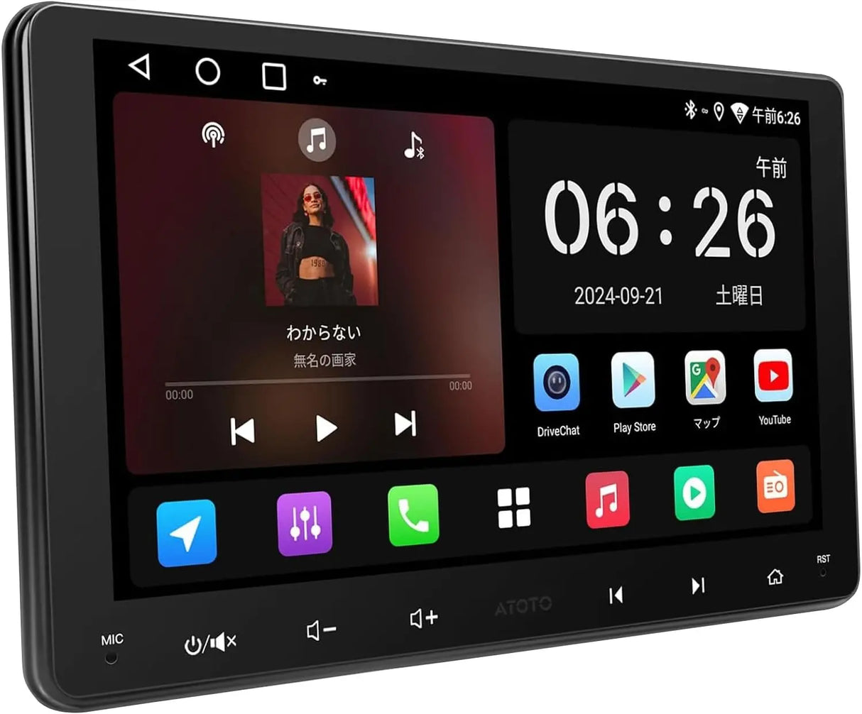 ATOTO A5LG209T 9インチ 2Din ディスプレイオーディオバックカメラ付き、ワイヤレスCarPlay&Android Auto、Androidナビ、2G+32G、WiFi/BT/USBテザリング、24バンドEQ、HDMI出力、MirrorLink